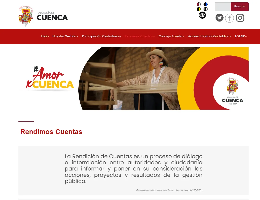 Página web rendición de cuentas